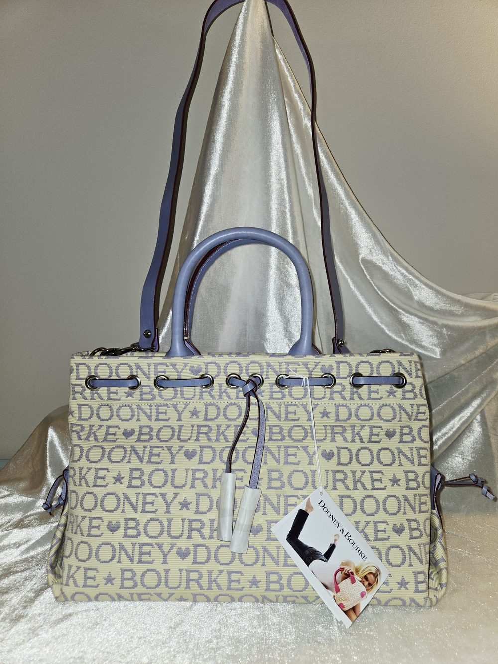 Dooney & Bourke Y2K Beige and Lavender Logo Tote NEW WITH TAGS